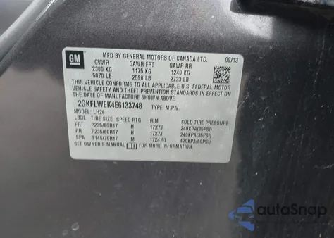 2014 GMC Terrain Sle-2 из США, поврежденный, VIN 2GKFLWEK4E6133748